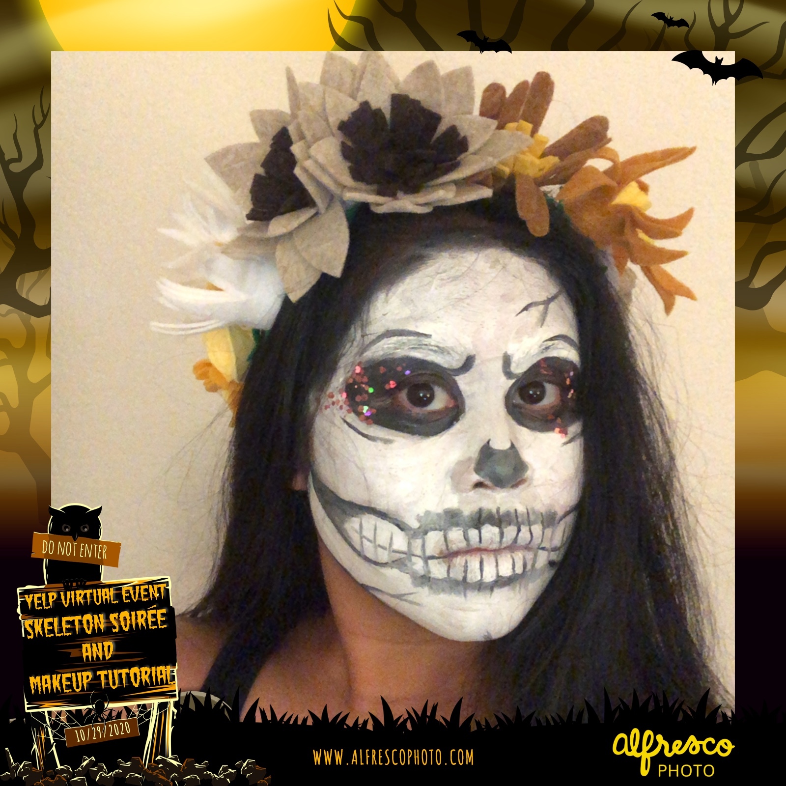 Yelp Skeleton Makeup Tutorial | View more photos from the event at events.alfrescophoto.com/u/AlfrescoPhoto/Yelp-Skeleton-Makeup-Tutorial